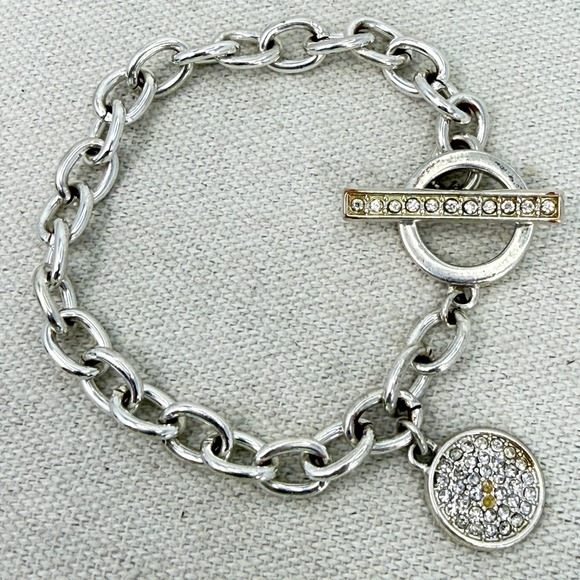 Anne Klein Jewelry - Anne Klein Silver Tone Crystal Charm Toggle Bracelet